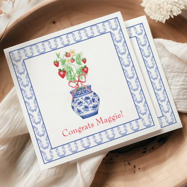 Chinoiserie Vase of Red Strawberries Napkin (Creator Uploaded)