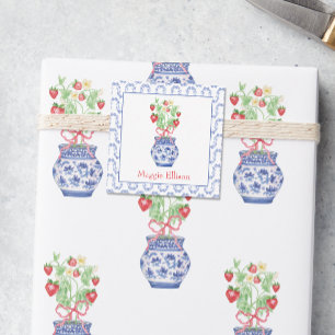 Chinoiserie Vase Red Strawberry Gift Enclosure Card