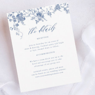 Chinoiserie Victorian Dusty Blue Wedding Details Enclosure Card