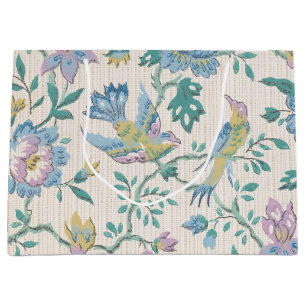 Chinoiserie Vintage Bird Floral Pastel Pattern Large Gift Bag