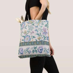 Chinoiserie Vintage Bird Floral Pastel Pattern Tote Bag