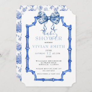 Chinoiserie Vintage Bow and Frame Baby Shower  Invitation