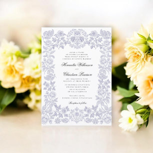 Chinoiserie Vintage Rose Botanical Wedding Invitation