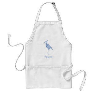 Chinoiserie Watercolor Blue Heron Standard Apron