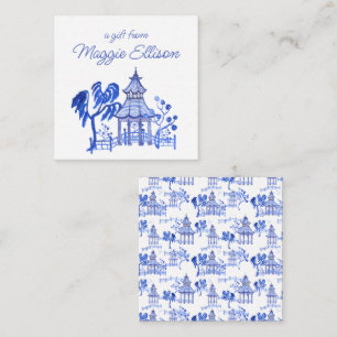 Chinoiserie Watercolor Blue Pagoda Gift Enclosure  Card