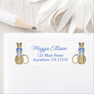 Chinoiserie Watercolor Bow Cheetah Return Address Label