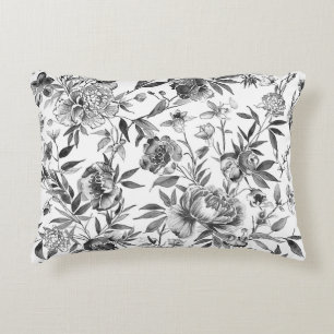 Chinoiserie Watercolor Floral Botanical Painting Decorative Cushion