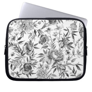 Chinoiserie Watercolor Floral Botanical Painting Laptop Sleeve