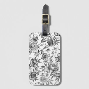 Chinoiserie Watercolor Floral Botanical Painting Luggage Tag
