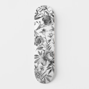 Chinoiserie Watercolor Floral Botanical Painting Skateboard