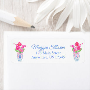 Chinoiserie Watercolor Ginger Jar Orchid Return Address Label