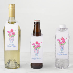 Chinoiserie Watercolor Ginger Jar Orchids Bottle Tag