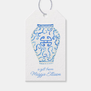 Chinoiserie Watercolor Ginger Jar Vase Gift Tags