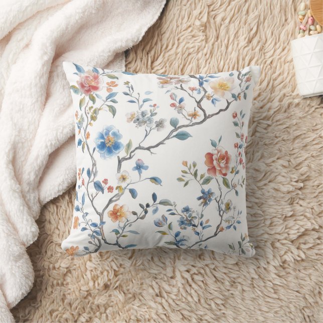 Chinoiserie Watercolor Pattern  Cushion (Blanket)