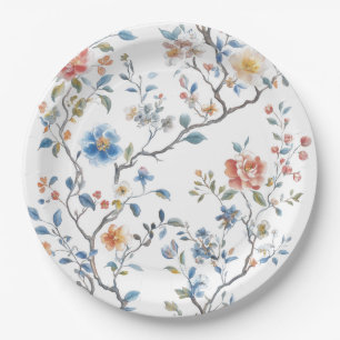 Chinoiserie Watercolor Pattern  Paper Plate