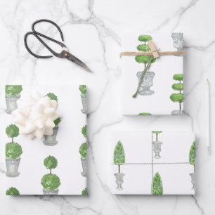 Chinoiserie Watercolor Topiary Wrapping Paper