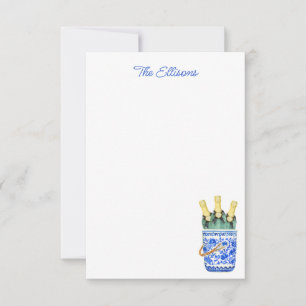 Chinoiserie Watercolor Wine Ice Bucket Note Cards