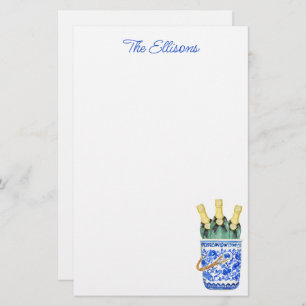 Chinoiserie Watercolor Wine Ice Bucket Stationery