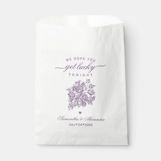 Chinoiserie We Hope You Get Lucky Tonight Wedding Favour Bag (Front)