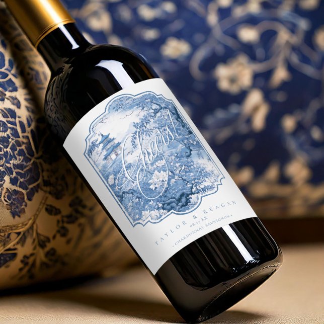 Chinoiserie Wedding Pattern Cheers ID1094 Wine Label (Creator Uploaded)