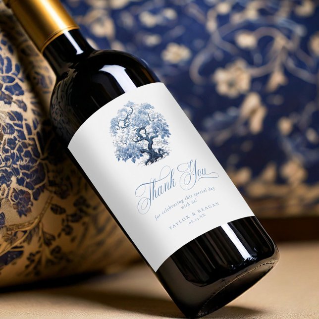 Chinoiserie Wedding Tree Motif Thank You ID1094 Wine Label (Creator Uploaded)