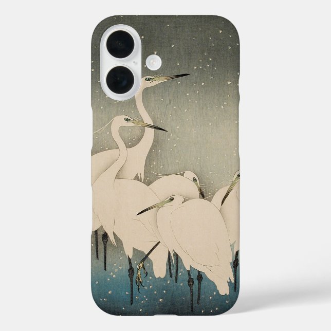 Chinoiserie White Egret Winter Snow Pattern Case-Mate iPhone Case (Back)