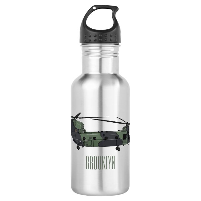 Chinook army helicopter cartoon illustration 532 ml water bottle (Front)