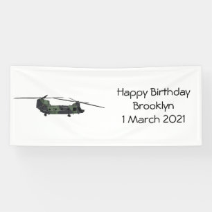 Chinook army helicopter cartoon illustration banner