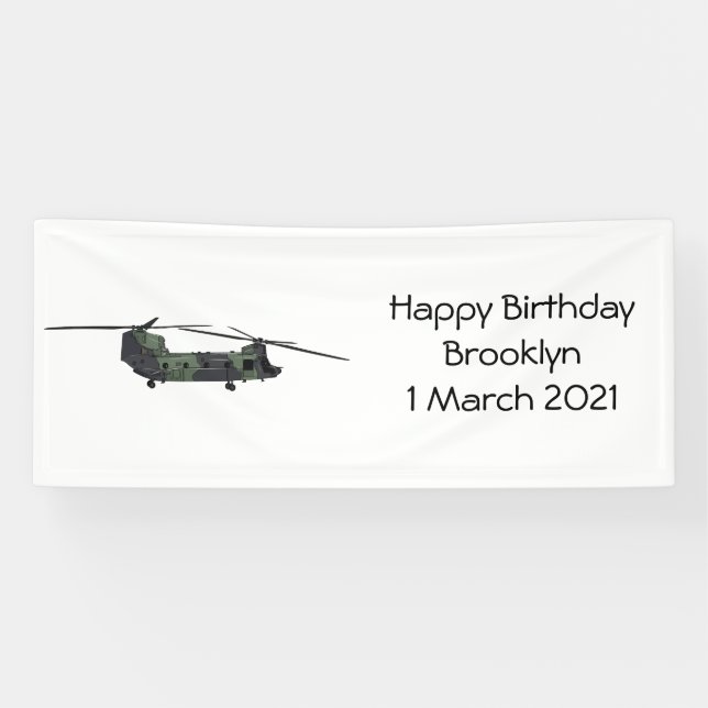 Chinook army helicopter cartoon illustration banner (Horizontal)