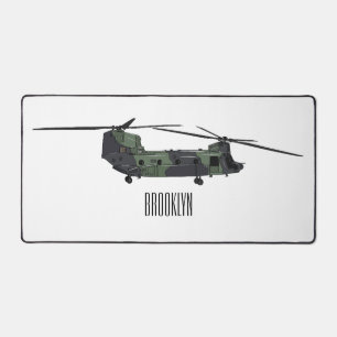 Chinook army helicopter cartoon illustration desk mat