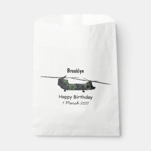 Chinook army helicopter cartoon illustration favour bag