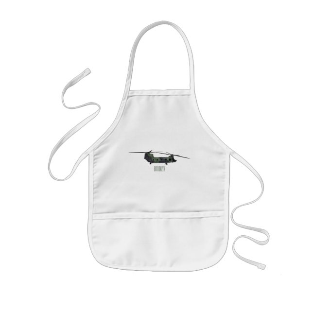Chinook army helicopter cartoon illustration kids apron (Front)