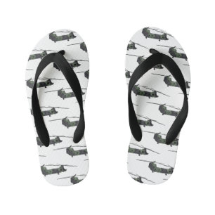 Chinook army helicopter cartoon illustration kid's thongs