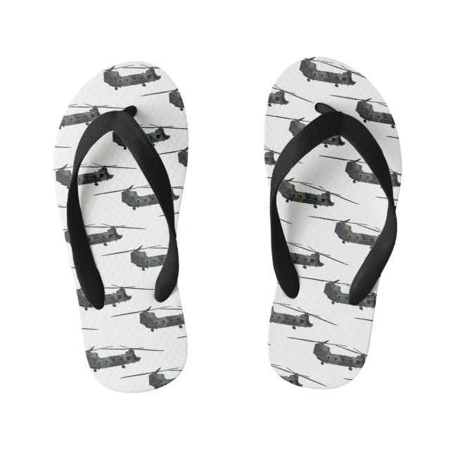 Chinook army helicopter cartoon illustration kid's thongs (Footbed)