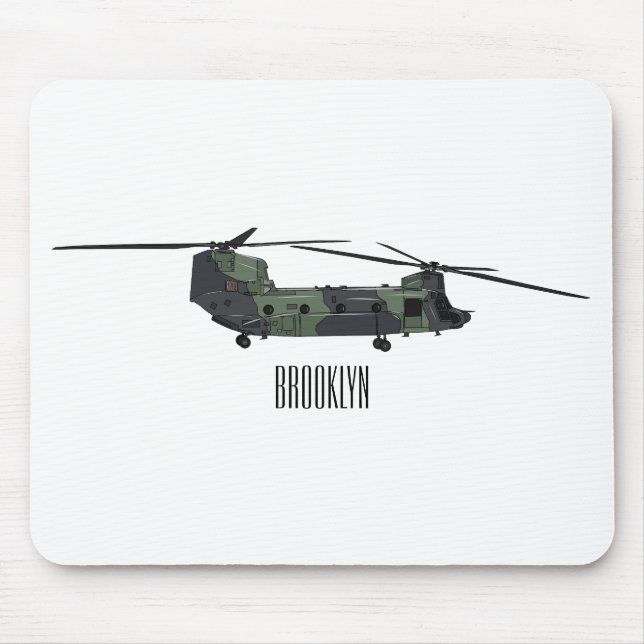 Chinook army helicopter cartoon illustration mouse pad (Front)