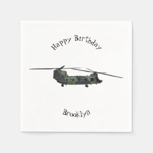 Chinook army helicopter cartoon illustration napkin