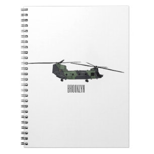 Chinook army helicopter cartoon illustration notebook