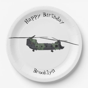 Chinook army helicopter cartoon illustration paper plate