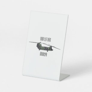 Chinook army helicopter cartoon illustration pedestal sign