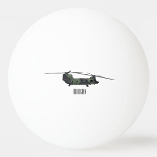 Chinook army helicopter cartoon illustration ping pong ball