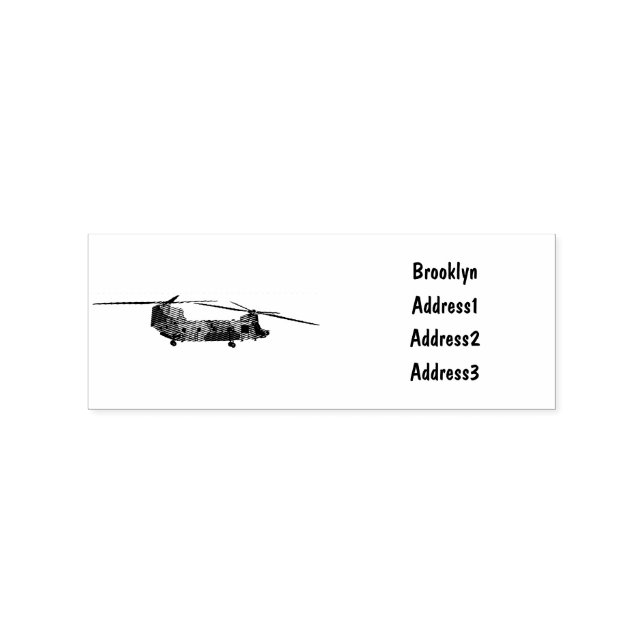 Chinook army helicopter cartoon illustration rubber stamp (Imprint)