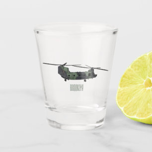 Chinook army helicopter cartoon illustration shot glass