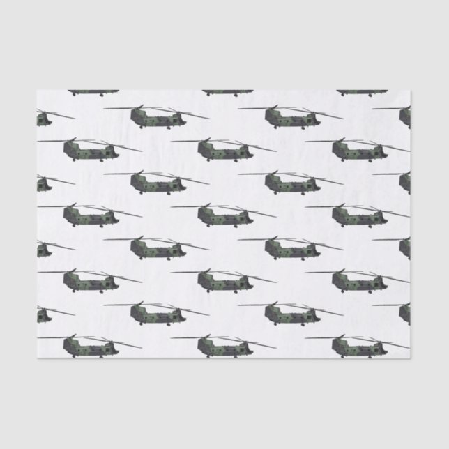 Chinook army helicopter cartoon illustration tissue paper (Front)