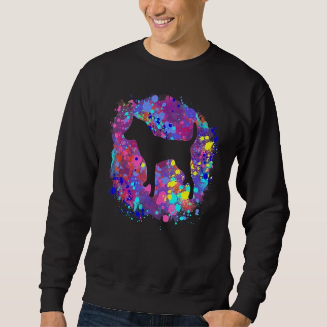 Chinook Dog  Pink Watercolor Splatter Art Love Dog Sweatshirt (Front)