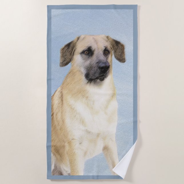 Chinook (Dropped Ears) Painting - Original Dog Art Beach Towel (Front)