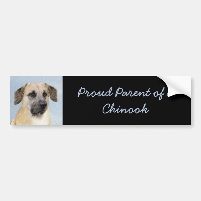 Chinook (Dropped Ears) Painting - Original Dog Art Bumper Sticker (Front)