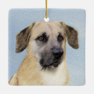 Chinook (Dropped Ears) Painting - Original Dog Art Ceramic Ornament