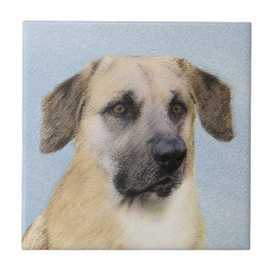 Chinook (Dropped Ears) Painting - Original Dog Art Ceramic Tile