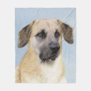 Chinook (Dropped Ears) Painting - Original Dog Art Fleece Blanket