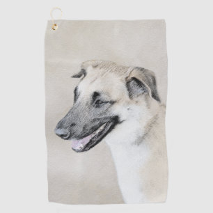 Chinook (Dropped Ears) Painting - Original Dog Art Golf Towel